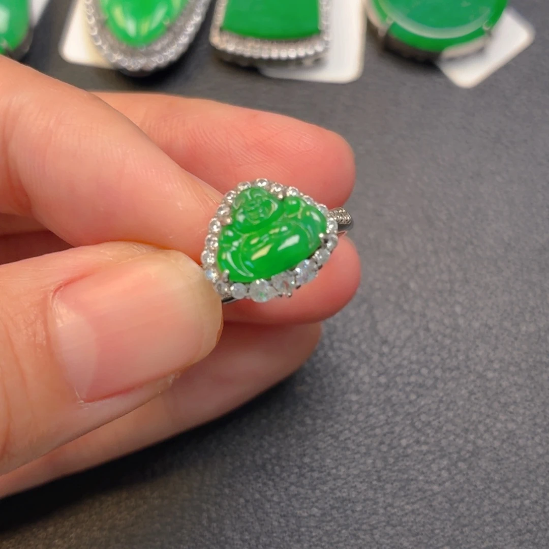 翡翠银S925镶嵌吊坠(不含链)戒指