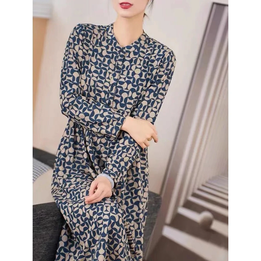 1311时尚复古方形棋盘格双面穿连衣裙