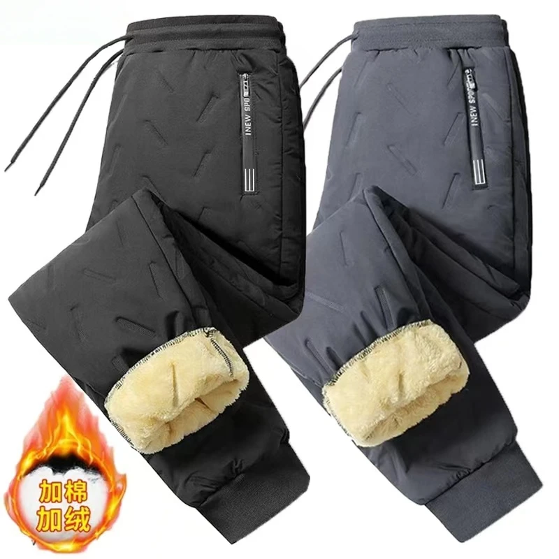 冬季男女士三层加绒加厚羊羔绒长裤户外雪地防风防水棉裤大码