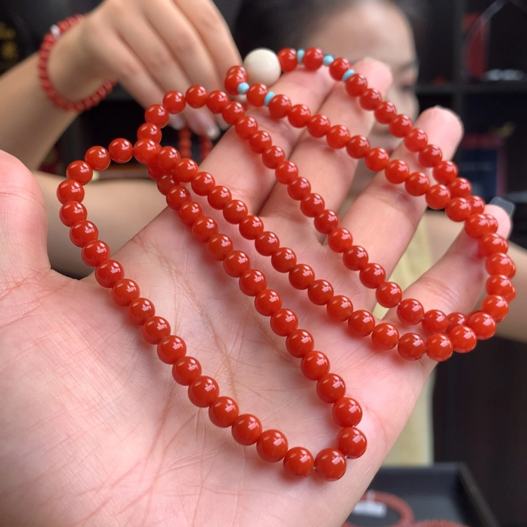 陈***真未镶嵌南红玛瑙南红玛瑙辣椒红卡6多绕