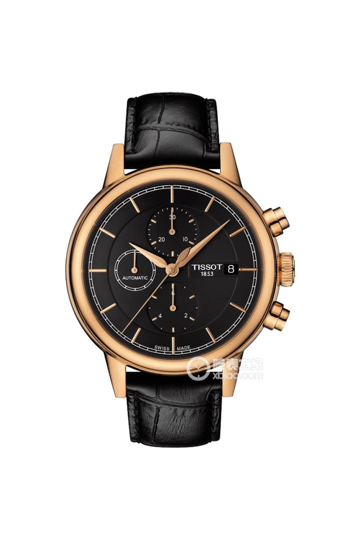 95新 Tissot/天梭 名奢/天梭卡森镀金黑盘三眼计时/表径42