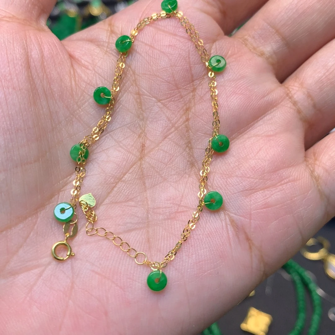 翡翠18K金镶嵌颈饰手链
