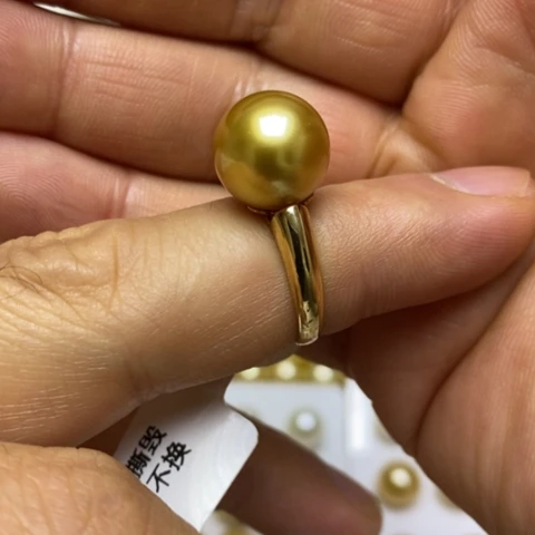 谦***谦18K金镶嵌海水珍珠戒指