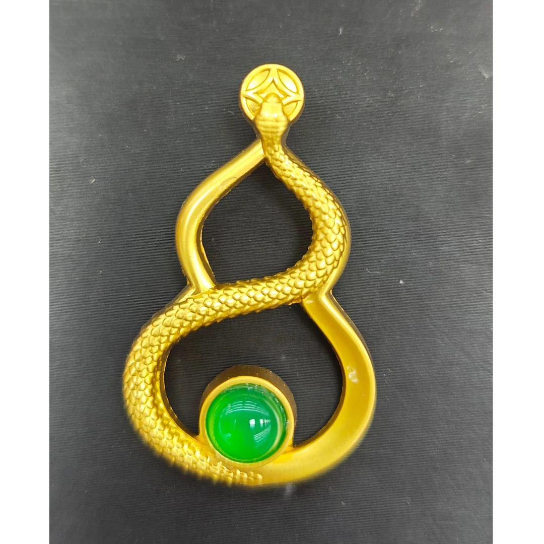 【喜喜专属】时尚绿玉髓镶嵌合金镂空灵蛇葫芦吊坠赠链子