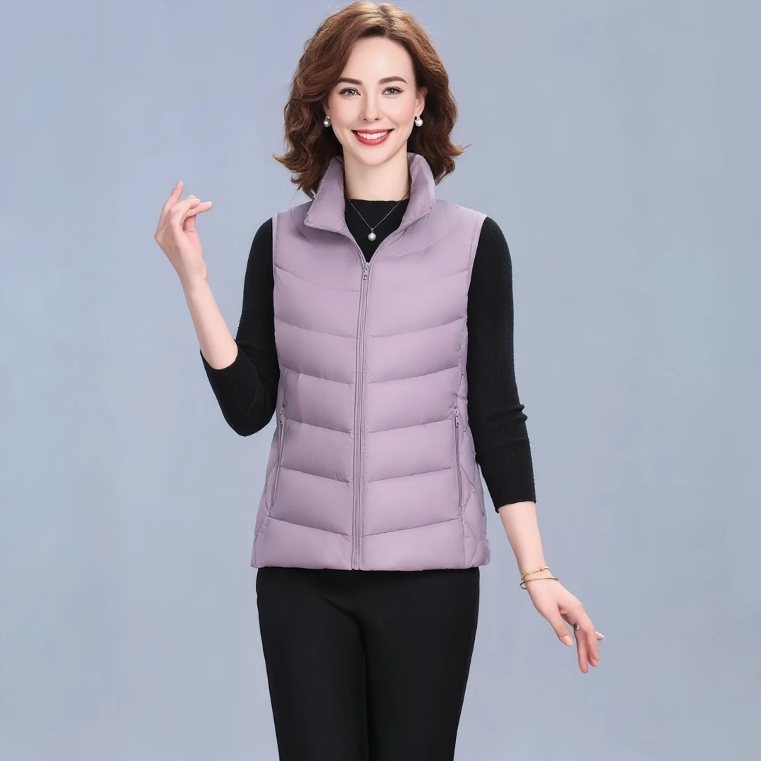 鸭绒轻薄羽绒服马甲女短款冬季立领鸭绒内胆内搭外套