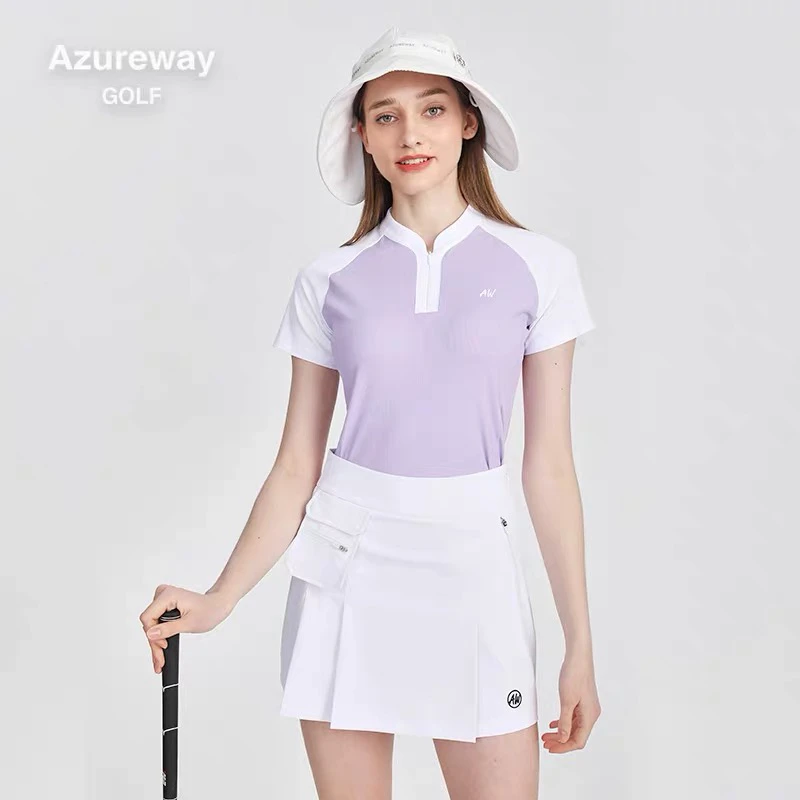 AW高尔夫女短袖时尚女上衣夏季显瘦T恤golf衣服防走光短裙25新款