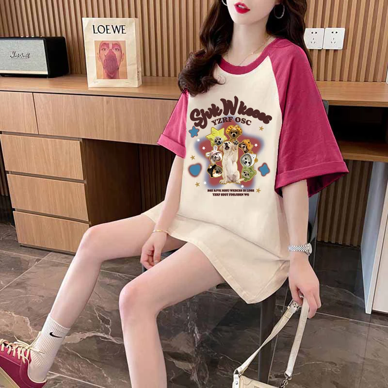 200斤胖mm可穿休闲女装大码上衣春显瘦新款百搭网红洋气短袖T恤女