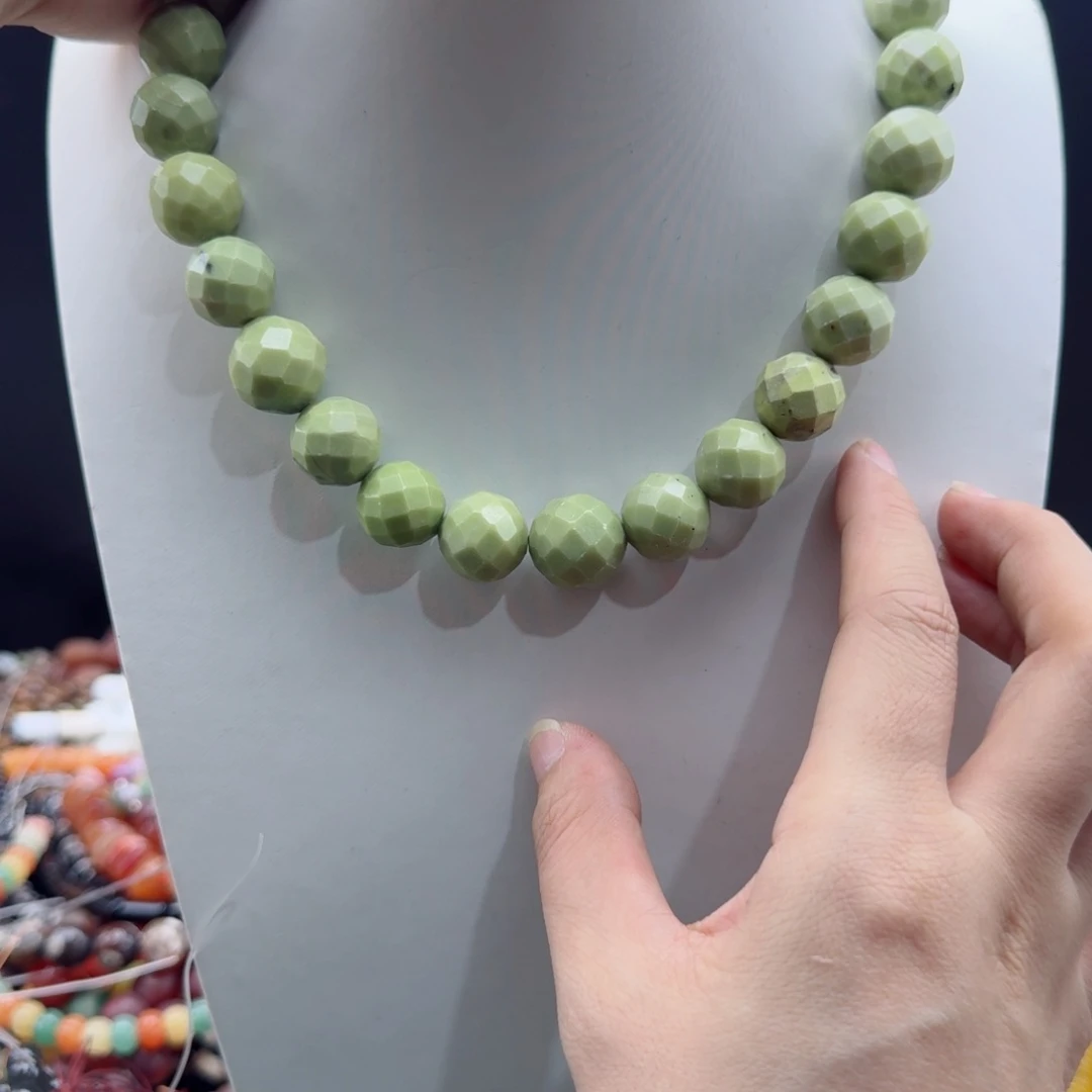 玛瑙/玉髓合金珠宝半成品16切面绿松一条