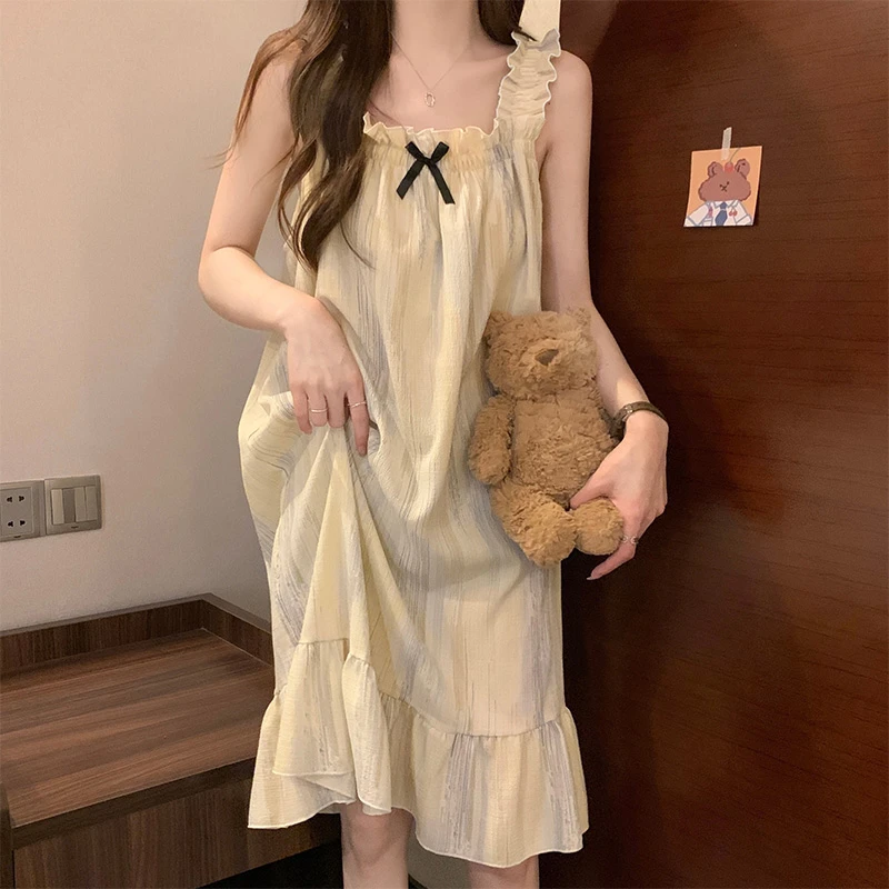 【Lucky活动价】大码带胸垫睡衣女夏季薄款短袖牛奶丝睡裙家居服