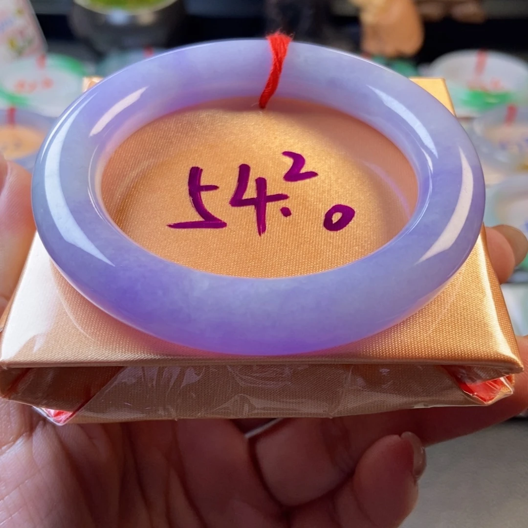 翡翠未镶嵌手镯8满紫圆条