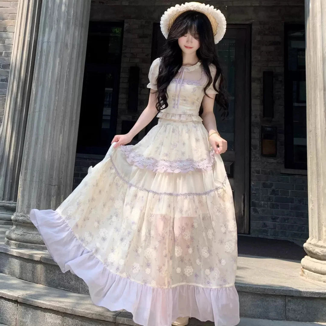 ZHUZHU 夏季新款法式甜美纯欲温柔气质修身短袖上衣半身裙套装