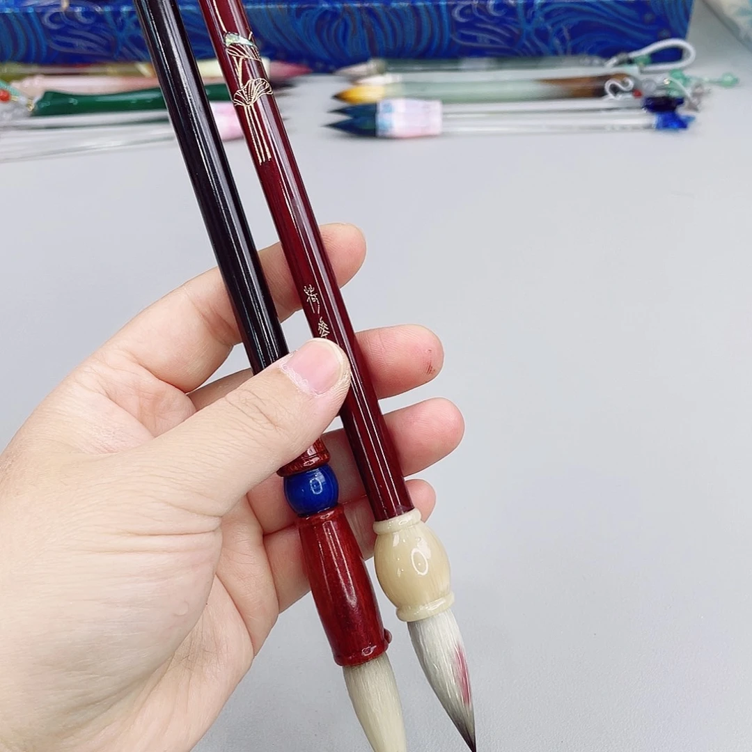 高端非遗螺钿毛笔，荷花大和蓝菩提