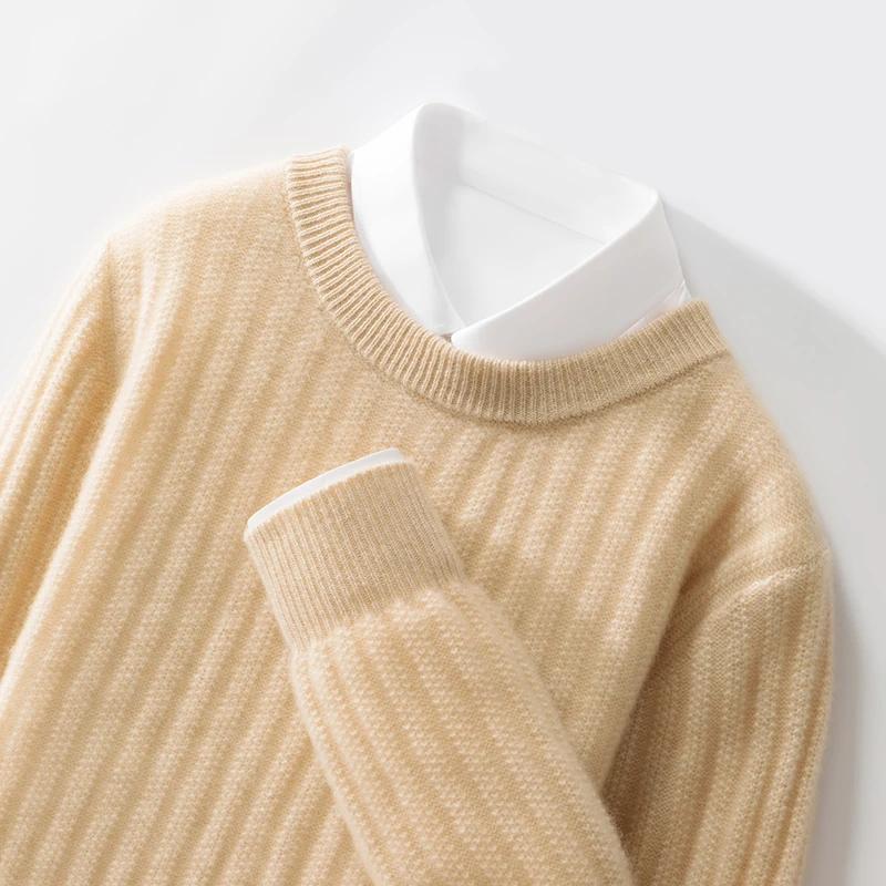 男士加厚纯羊毛衫圆领针织打底衫休闲长袖秋冬宽松时尚商务毛衣