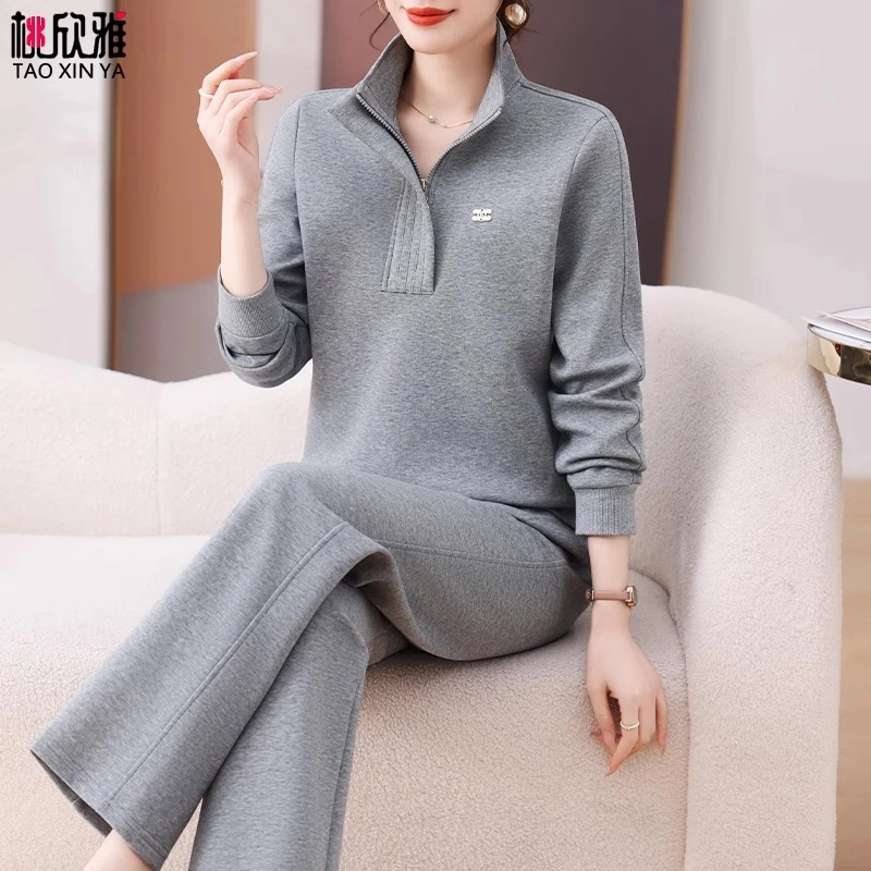 中年女装秋季卫衣套装2025新款时尚妈妈装休闲运动服女春秋两件套