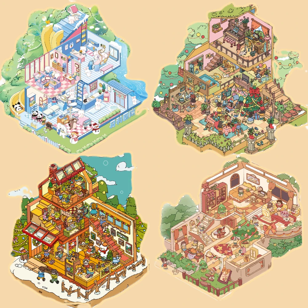 雀麦3.0立体3D造景贴纸微缩场景DIY韩系解压圣诞卡通可爱PET免剪