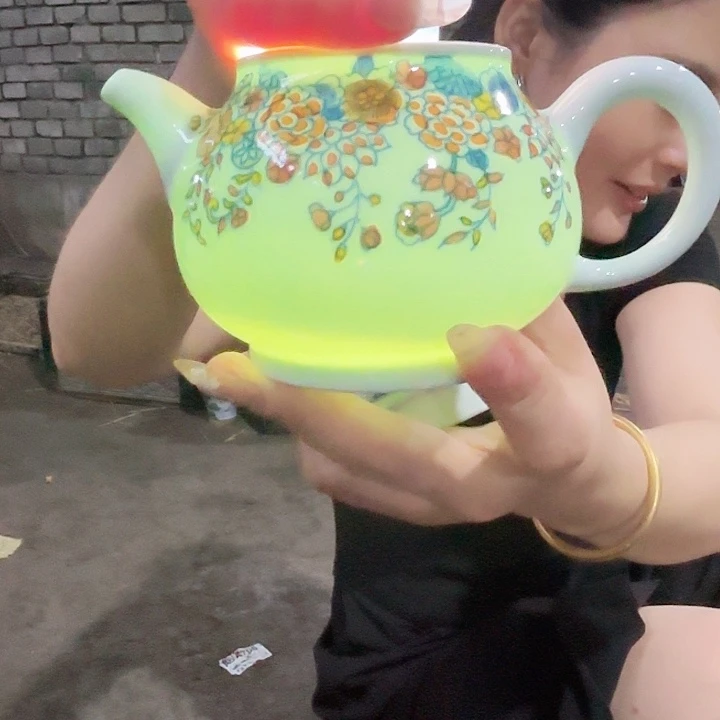 景德镇高温陶瓷万花手把壶