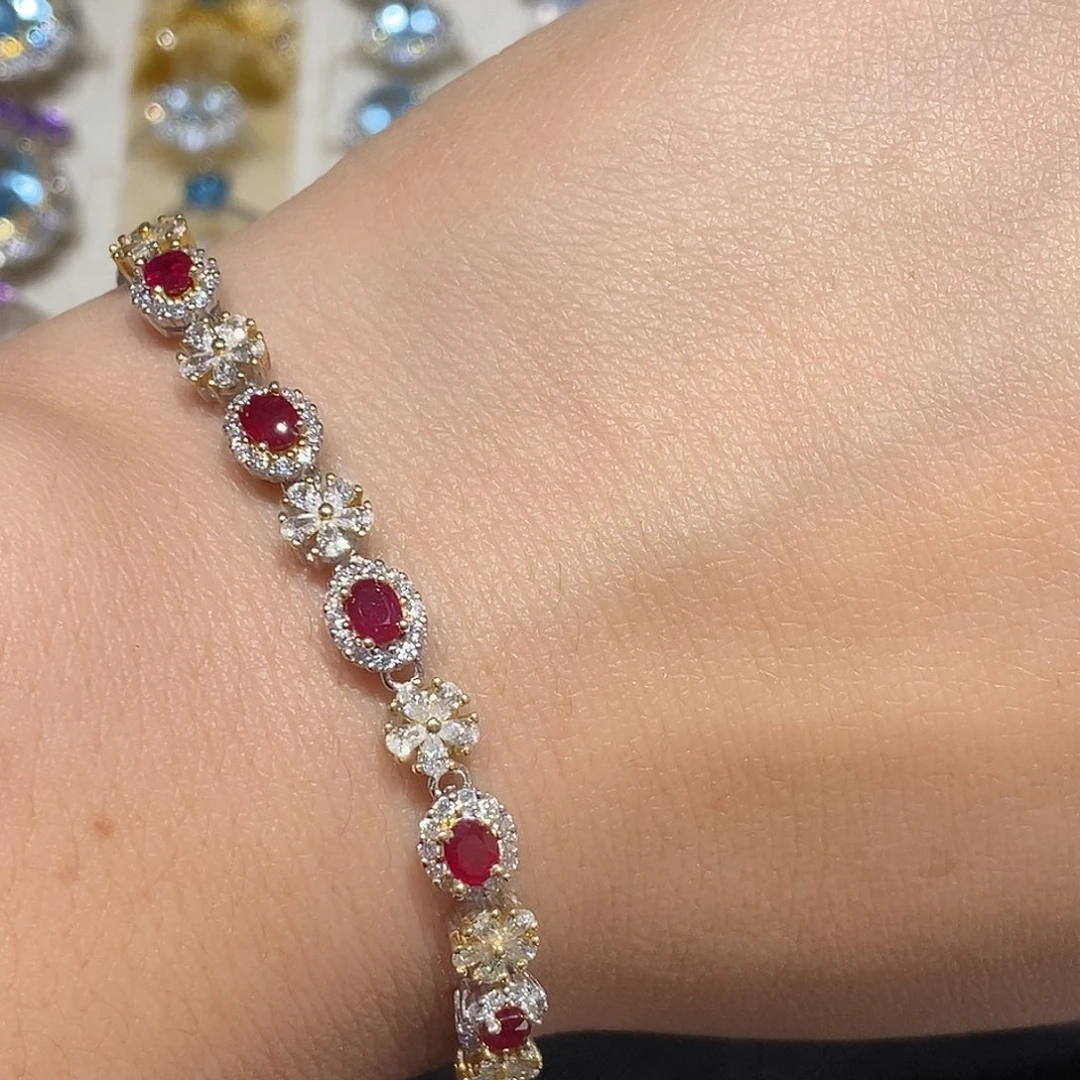 手链红宝石银S925镶嵌