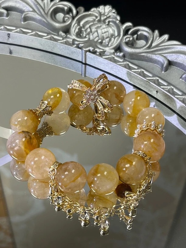【140➡️需70拍两单】黄胶花黄水晶招米米手串轻奢礼物