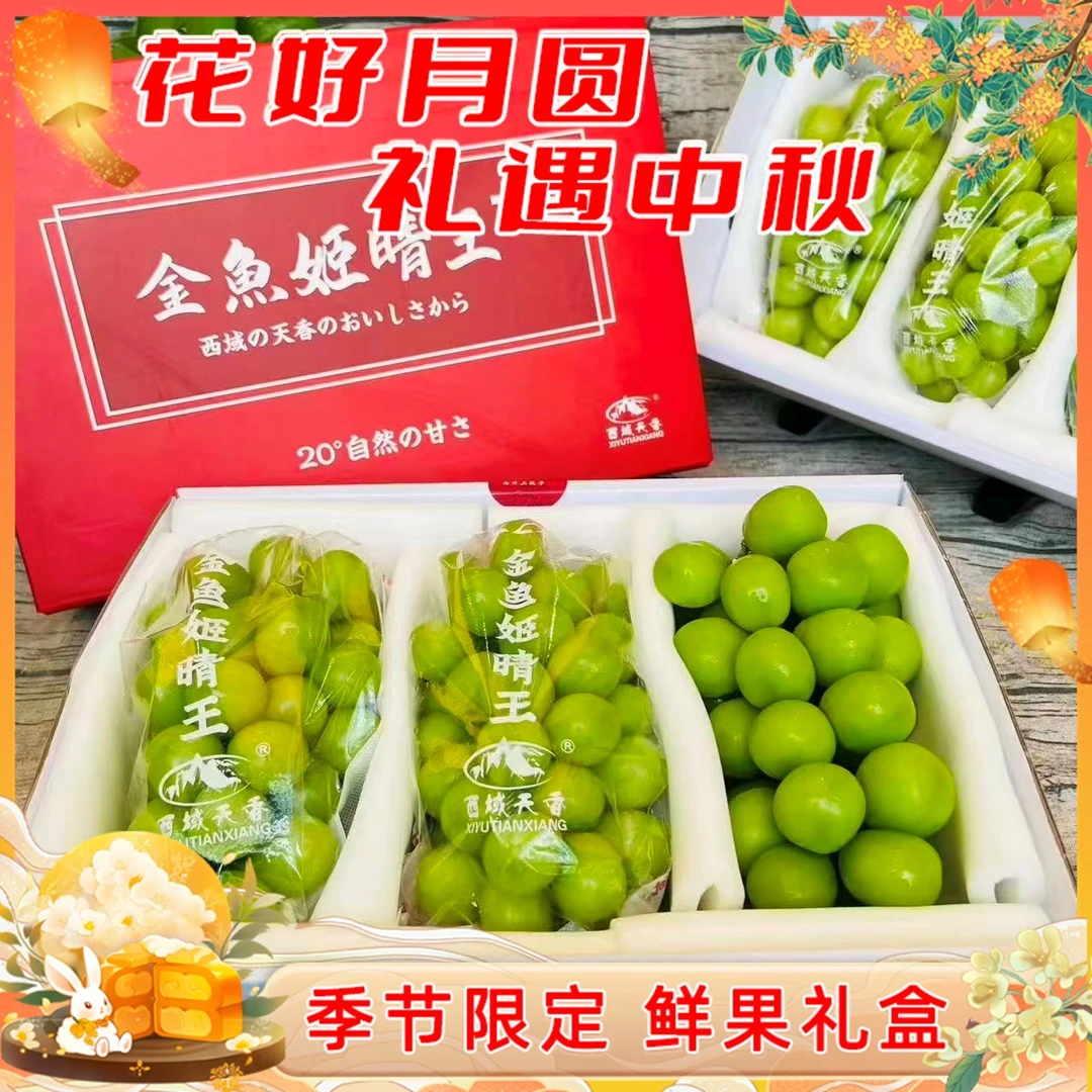 【乐鲜果园】西域天香金鱼姬青提原箱3串礼盒装当季新鲜青提