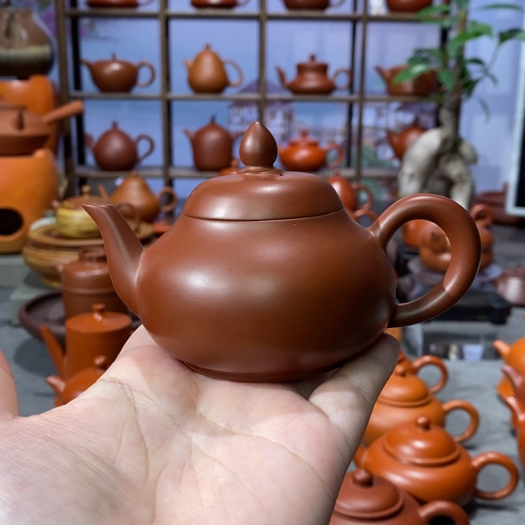 朱泥茶壶章淑煌朱泥三弯梨壶120c