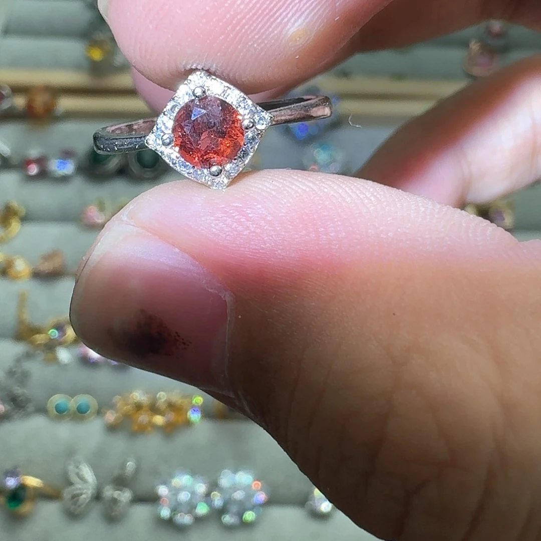 托帕石戒指银S925镶嵌