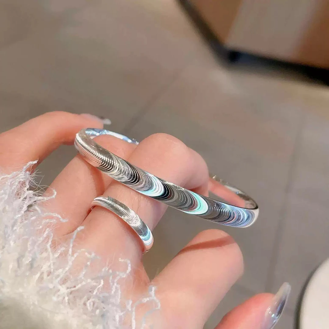 足银手镯 足银999.9闭口猫眼实心