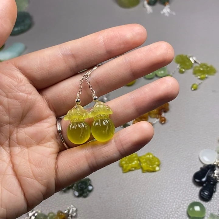 岫玉未镶嵌挂件耳饰耳环项链