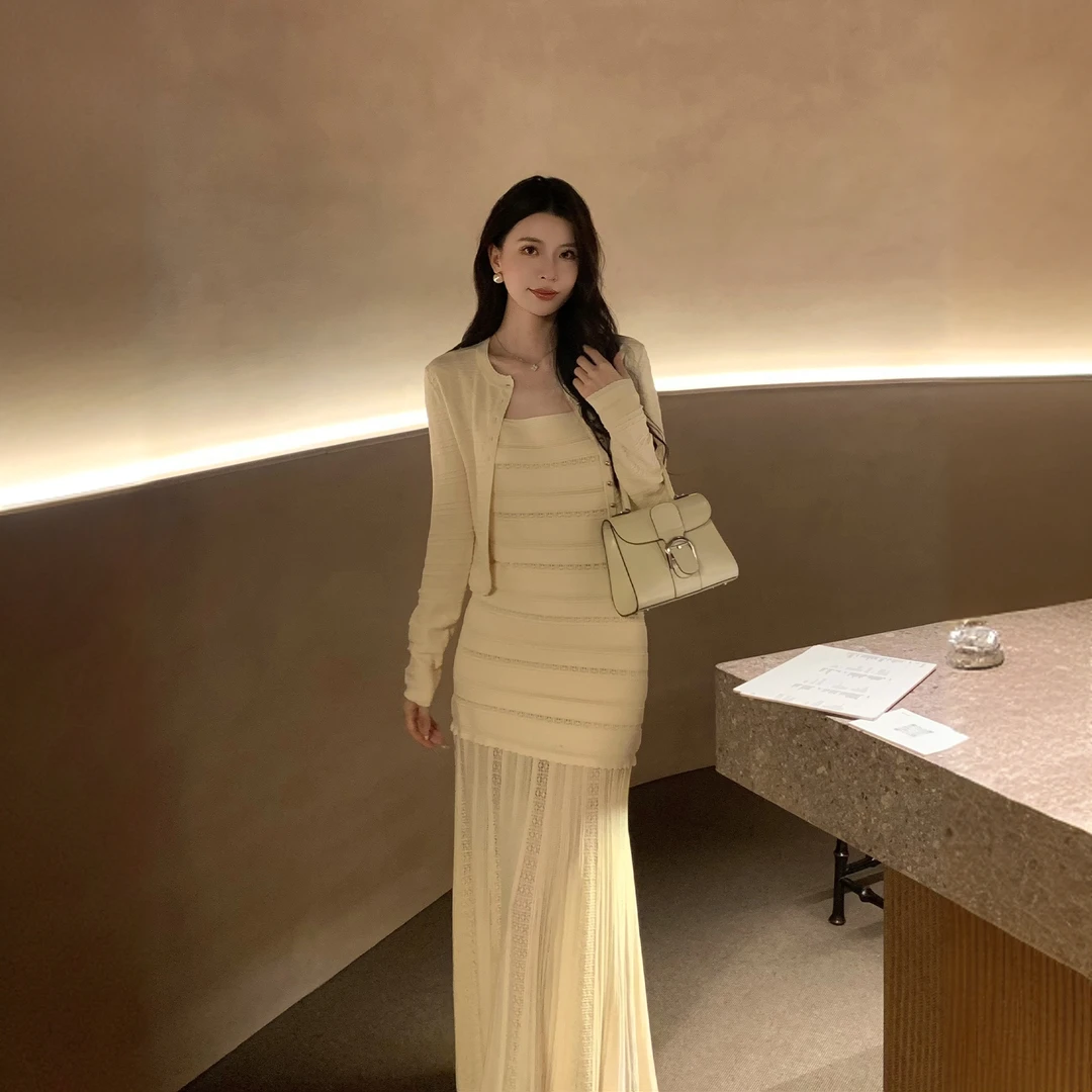 时尚休闲精致贵气款式套装女2025秋季新爆款短款外套连衣裙两件套