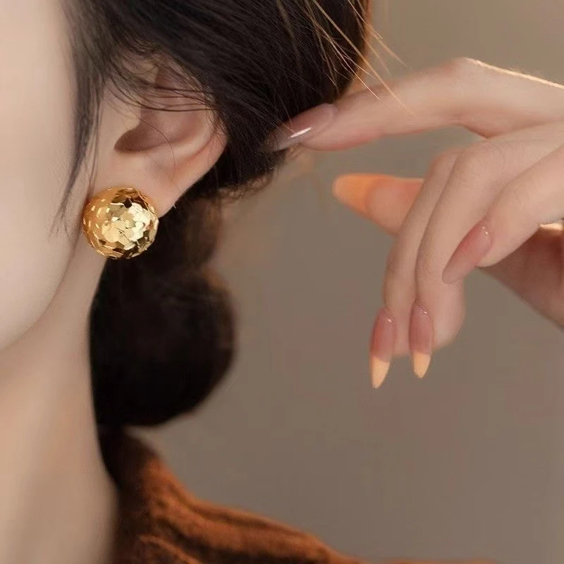 铜合金耳饰 欧美镂空金属爆闪耳钉独特气质耳钉百搭碎冰冰耳钉