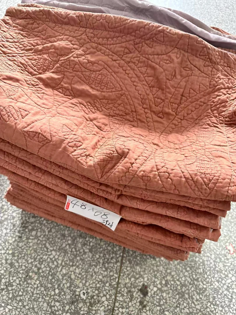 《兵哥外贸》3楼48×68橘色水洗棉绗缝夹棉枕套 发一对 瑕疵