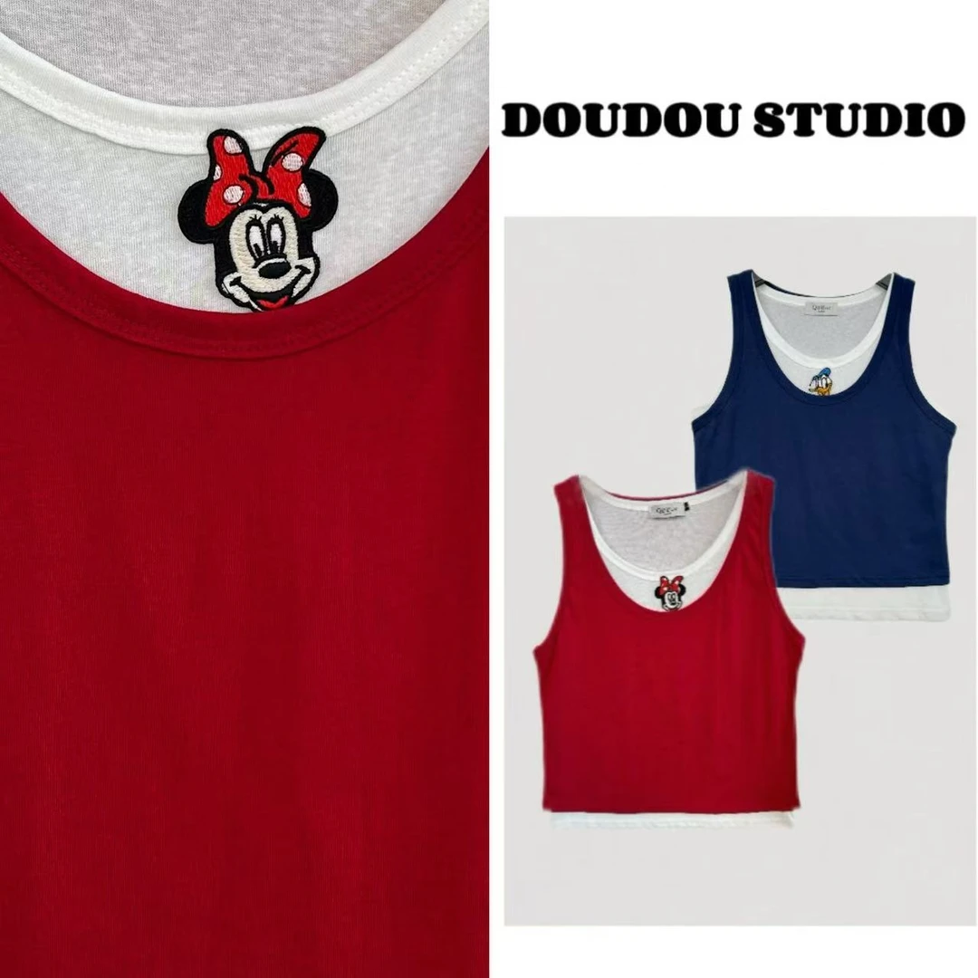 【兜兜】鸭鸭米妮背心 夏季卡通刺绣减龄简约百搭背心 210379