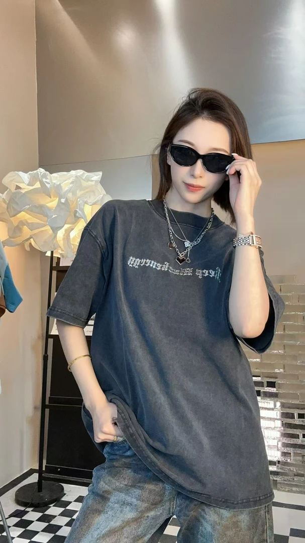水洗纯棉短袖情侣男女同款半袖美式宽松休闲潮流ins时尚圆领