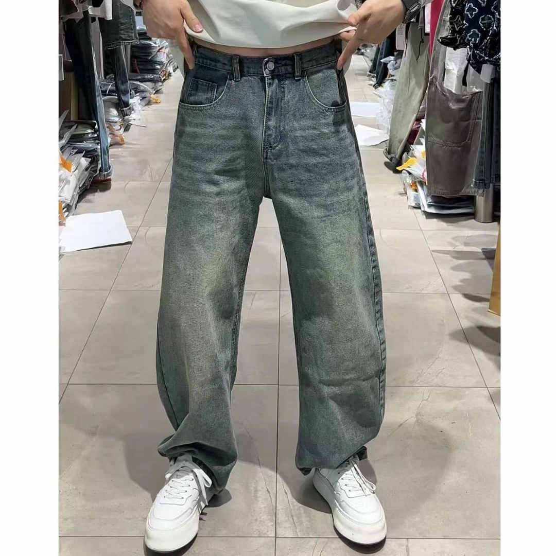 春季重工水洗复古色牛仔裤百搭休闲A02