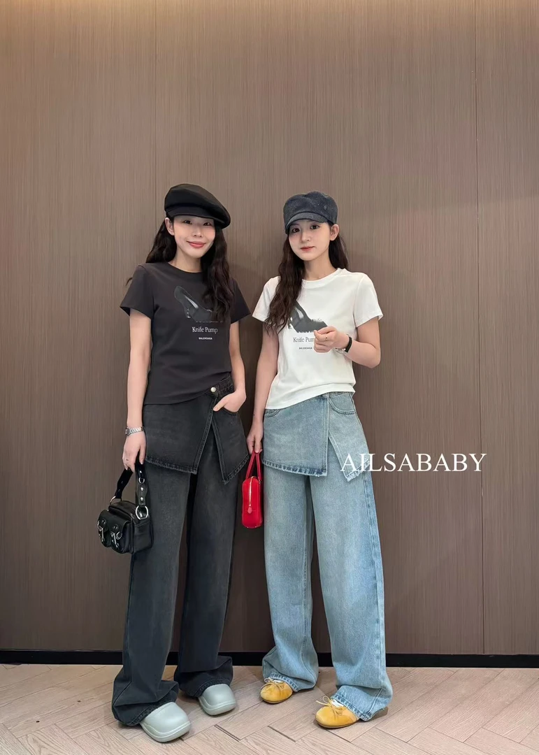 【AILSA BABY】（S码104裤长）欧货真两件屁帘牛仔裤/22602A