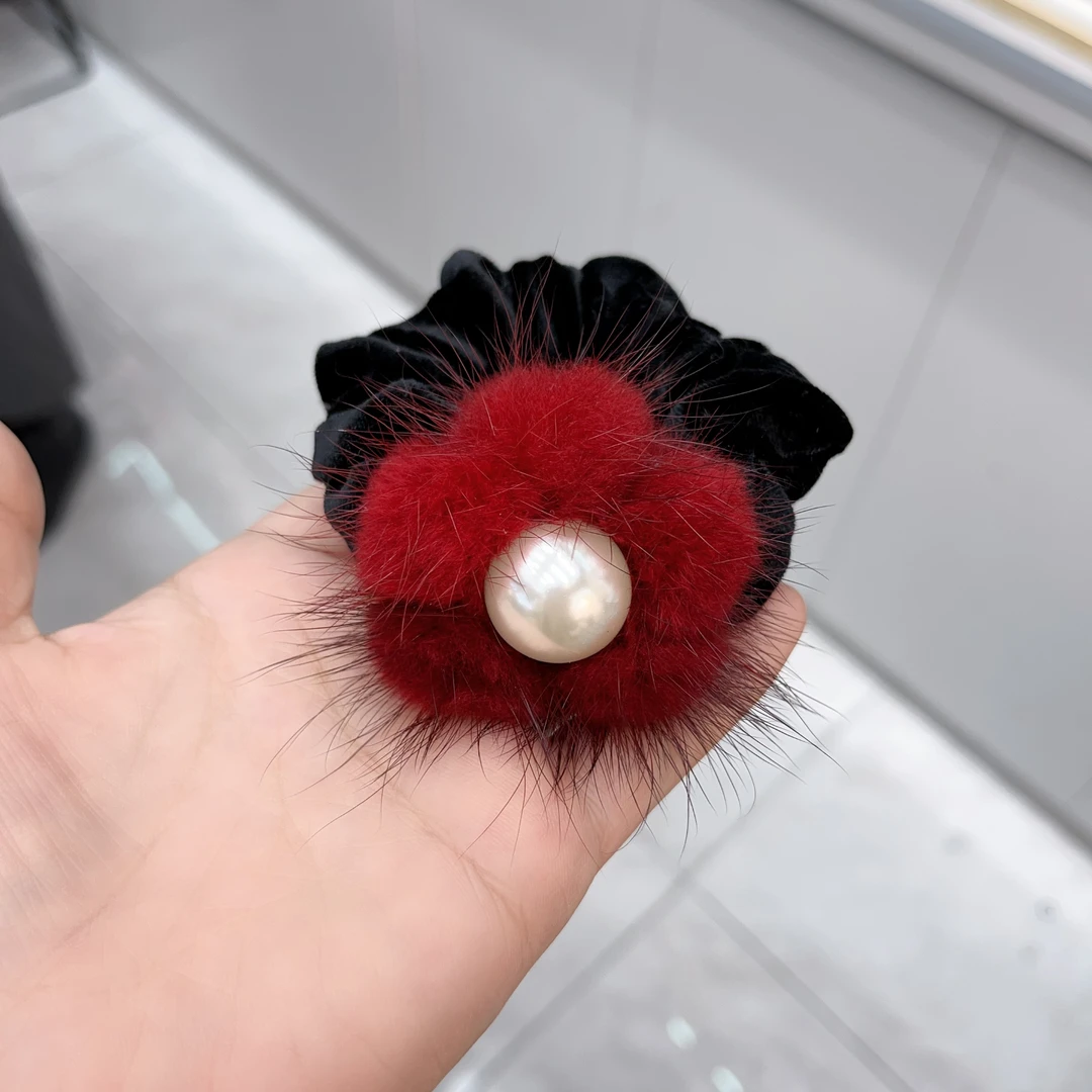 P722红色毛毛花朵肠圈