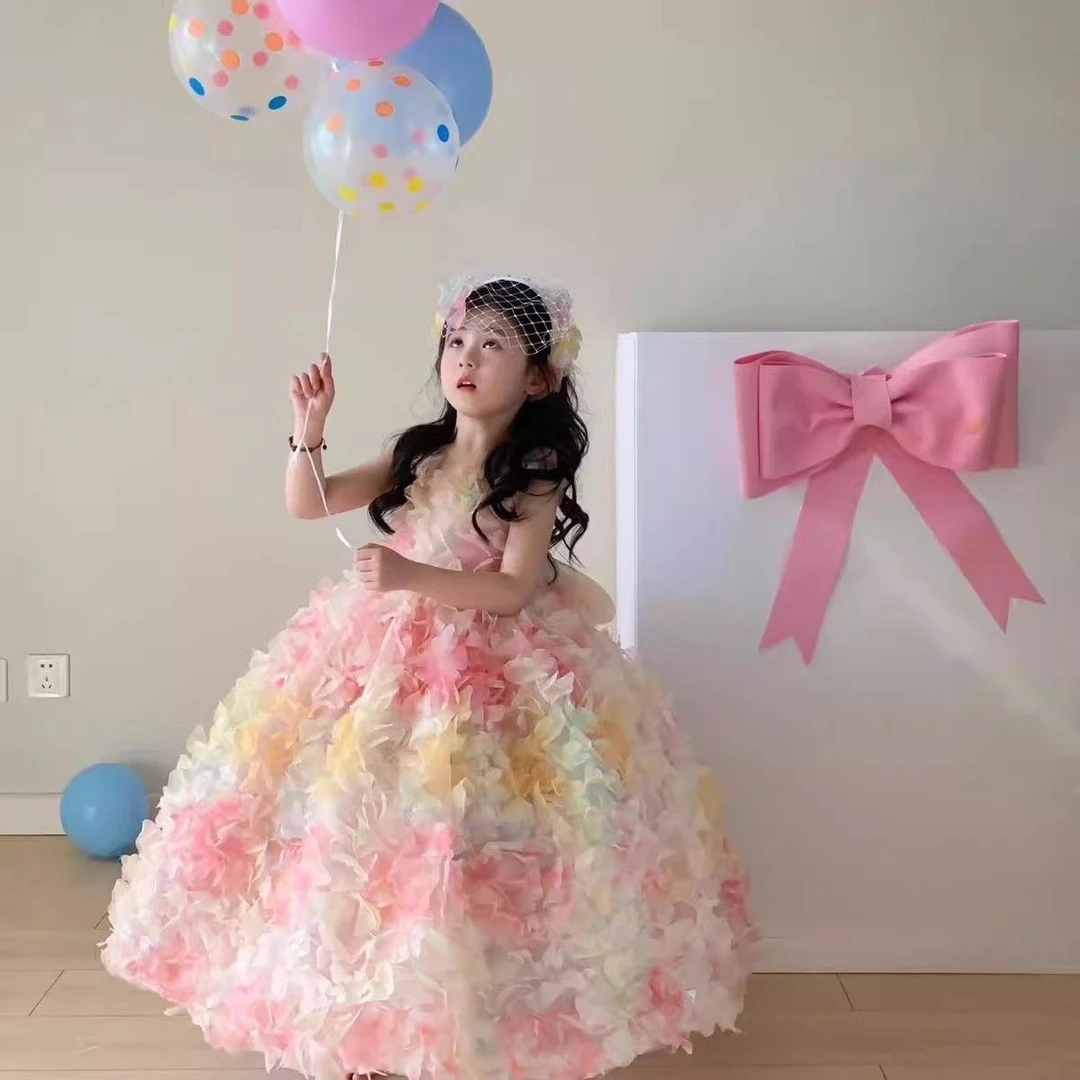 女童礼服花童婚礼小女孩连衣裙公主裙儿童高端主持人钢琴演出服