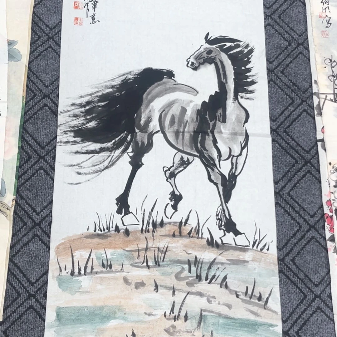 国画毛英波老师三尺花鸟作品旭