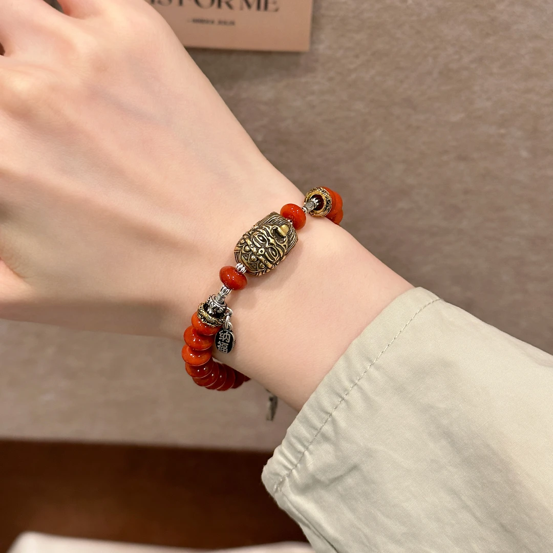 925银手链 S09873 前世今生扎基拉姆娃娃红色串珠手链