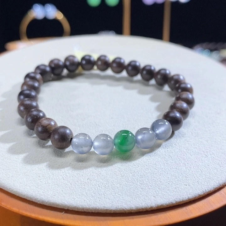 翡翠未镶嵌吊坠(不含链)翡翠黑杠手串