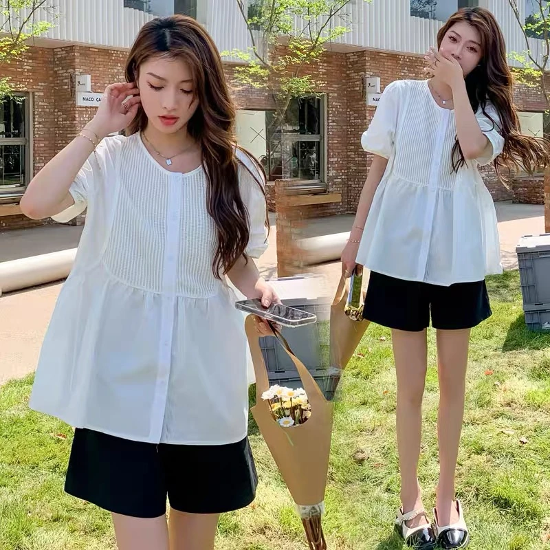法式孕妇上衣女2025夏季新宽松休闲衬衫（单上衣）