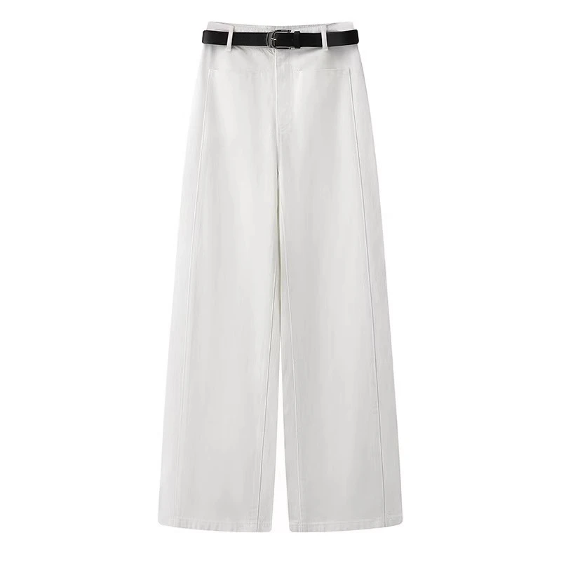 -艾家【clean fit牛仔】白色阔腿牛仔裤夏干净轻奢款50423243