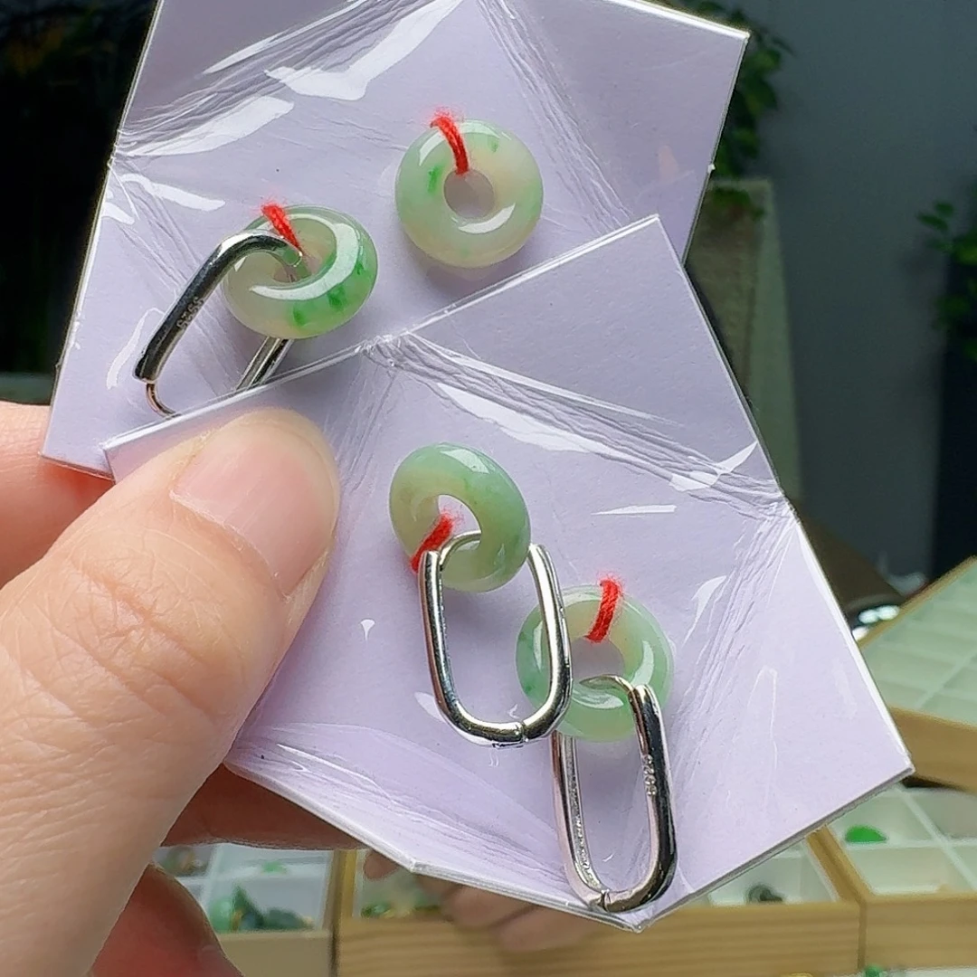 翡翠银S925镶嵌耳饰多样性发货其一
