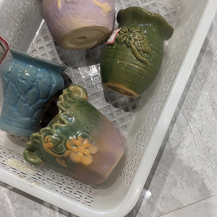 瓷片陶瓷多肉花盆捏花艺术品