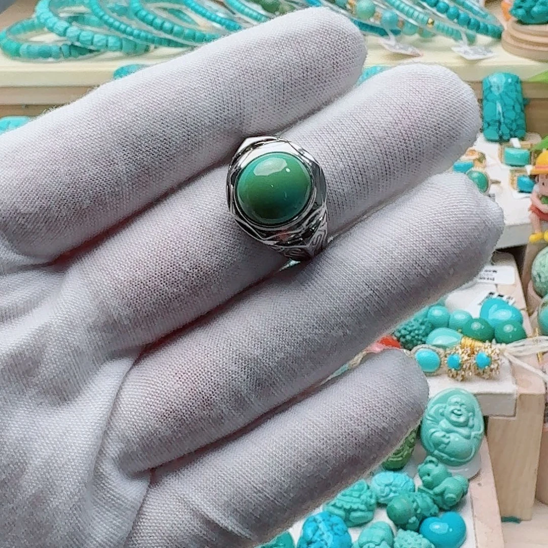 绿松石银S925镶嵌戒指