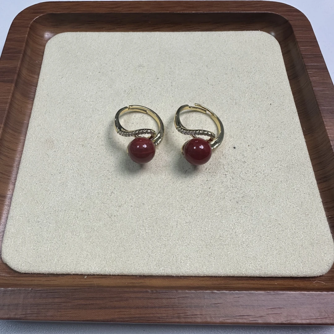 非金属珐琅戒指 红色1.0mi圆珠戒指 B122