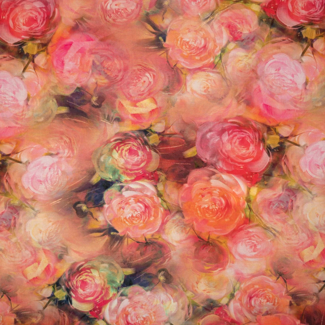 高密棉绸·立体感 红橙花瓣连衣裙旗袍床单被罩面料柔软透气