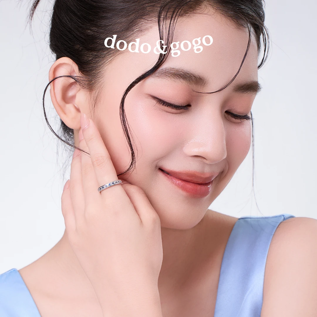 DODOGOGO 合金合成锆石戒指 蕾丝线条菱形戒指气质时尚百搭开口戒
