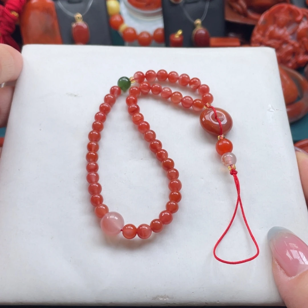 南红玛瑙未镶嵌开播福利川料南红手工编织手机挂