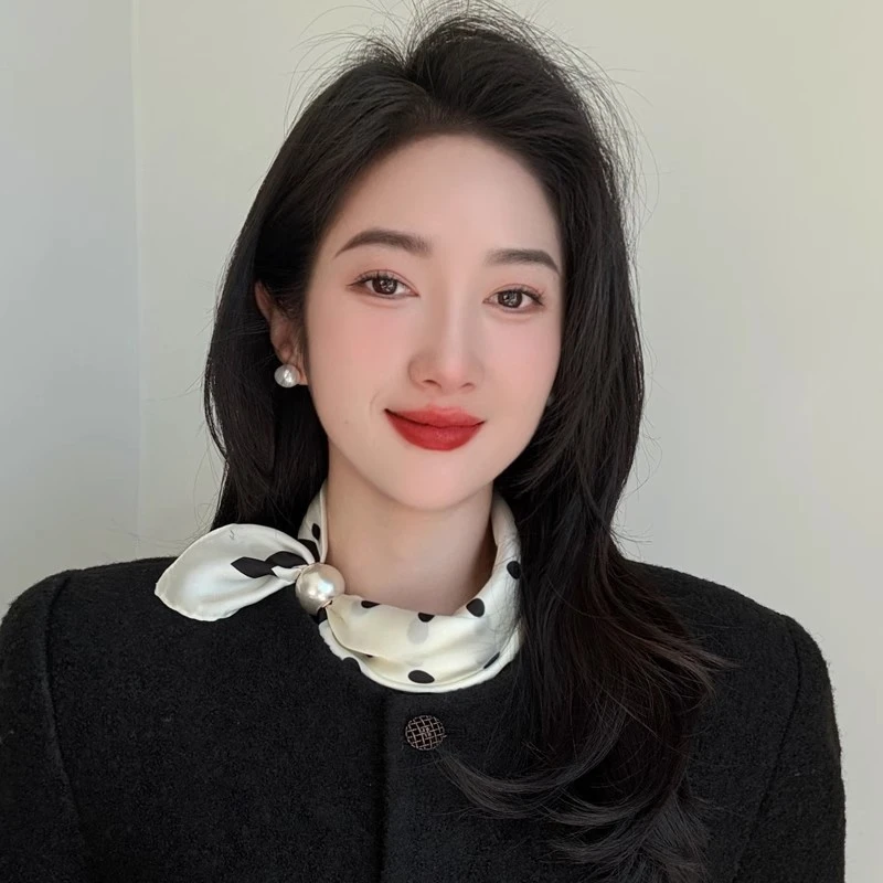 2025新款夏季薄款丝巾珍珠项链磁吸扣懒人女吊坠锁骨链春围脖