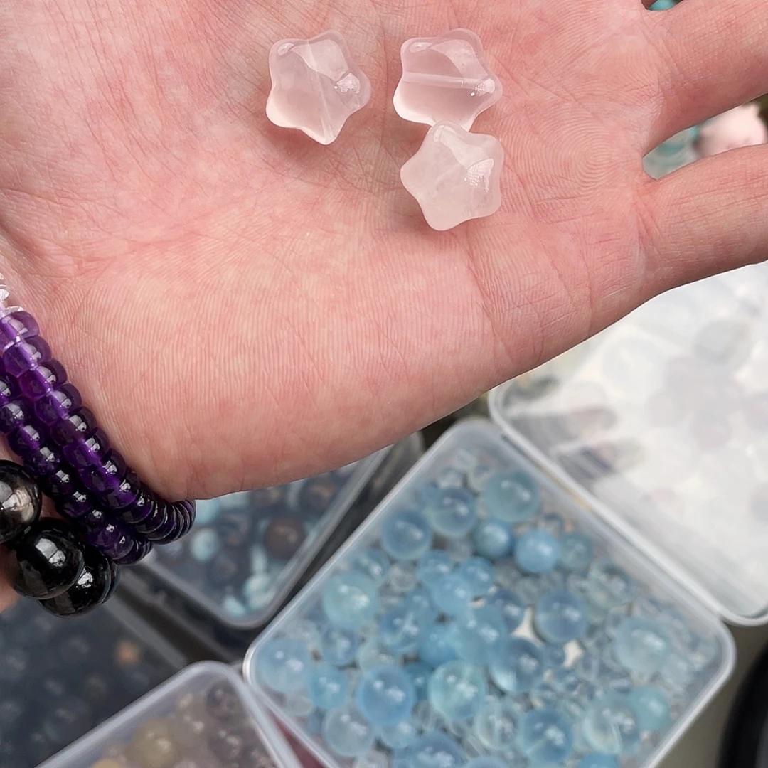 水晶手链未镶嵌星光粉五角星随形